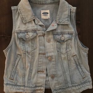 Old navy cropped distressed denim vest